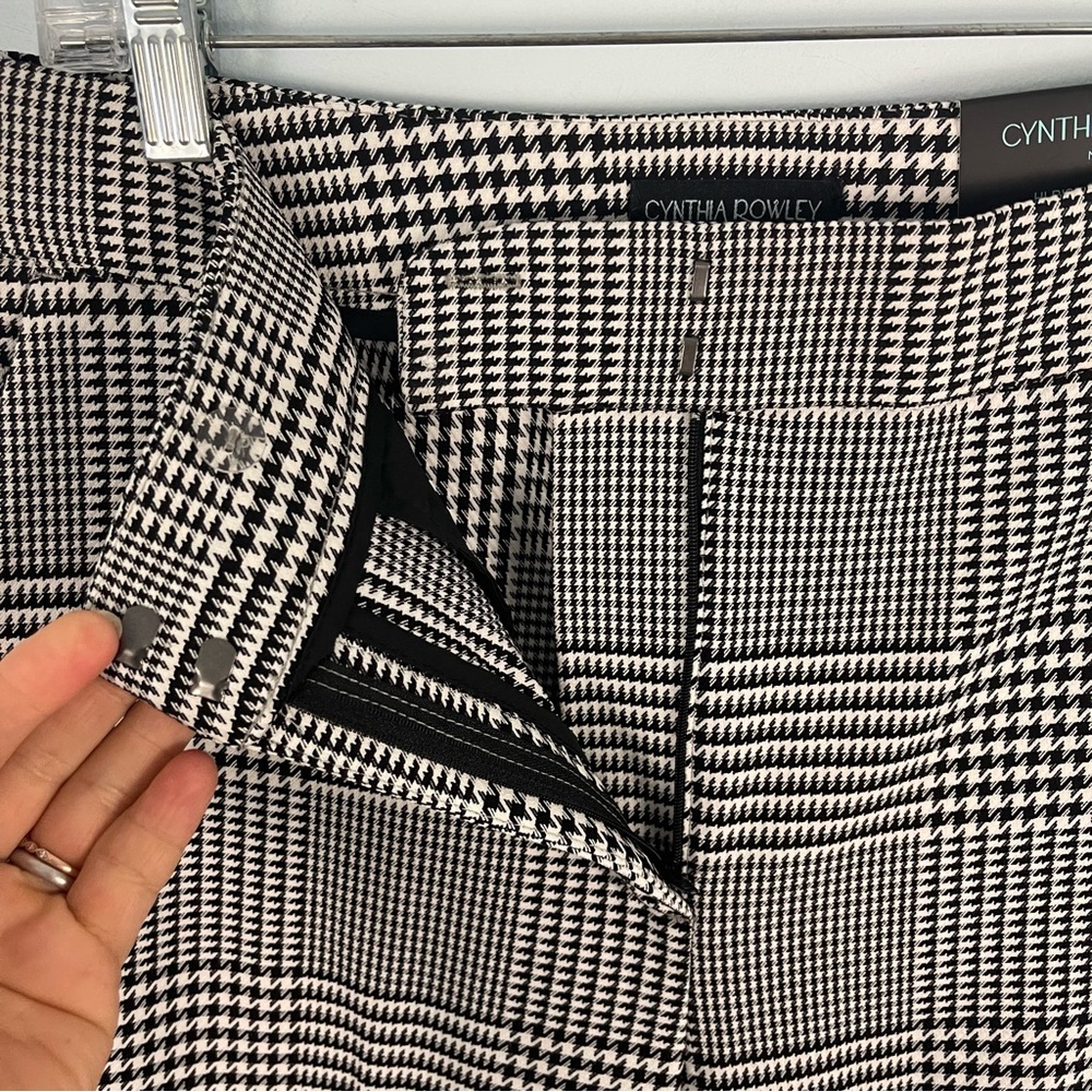 CYNTHIA ROWLEY Houndstooth High Rise Straight Leg Trouser Pants 8, 12 - Picture 9 of 16